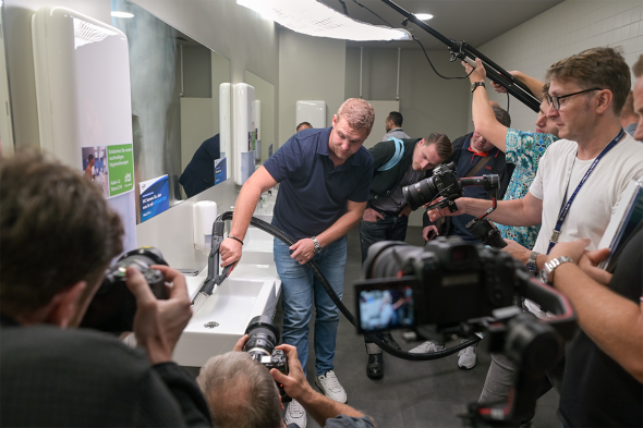 Live demonstrations in the washrooms